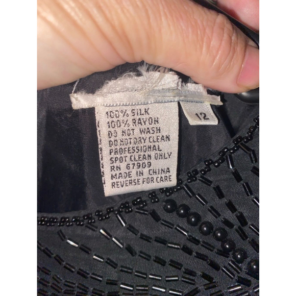 Women's vintage STENAY Black Beaded Dress Size 12 - Picture 2 of 9